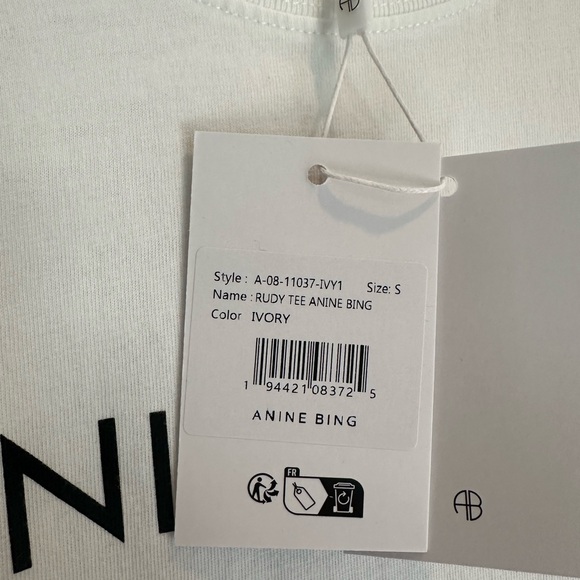 Anine Bing Rudy Style Ivory Los Angeles Tee Size Small. NEW WITH TAGS - Picture 4 of 6